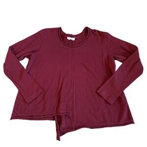 Women’s Wilt Asymmetrical Maroon Cotton Crewneck Sweatshirt Size Medium